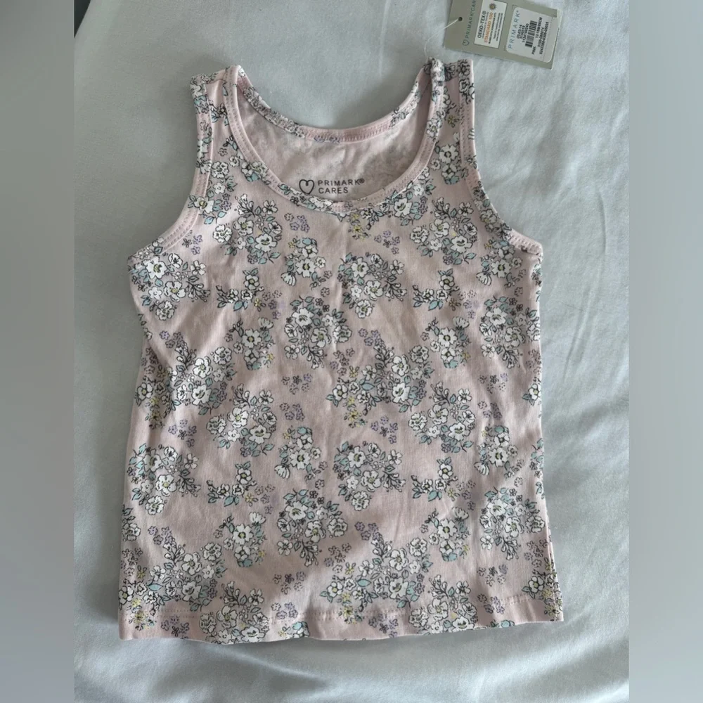 Primark Baby Girl Lot NWT Ditsy Floral Tanks Tops & Romper 12–24M | 100% Cotton